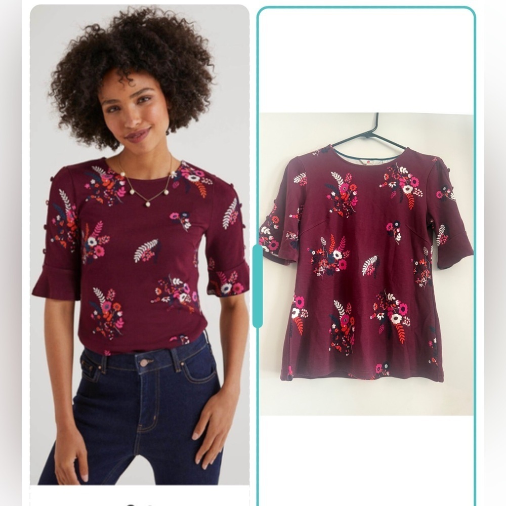 Boden Bella Ponte Floral Printed Blouse Size 2